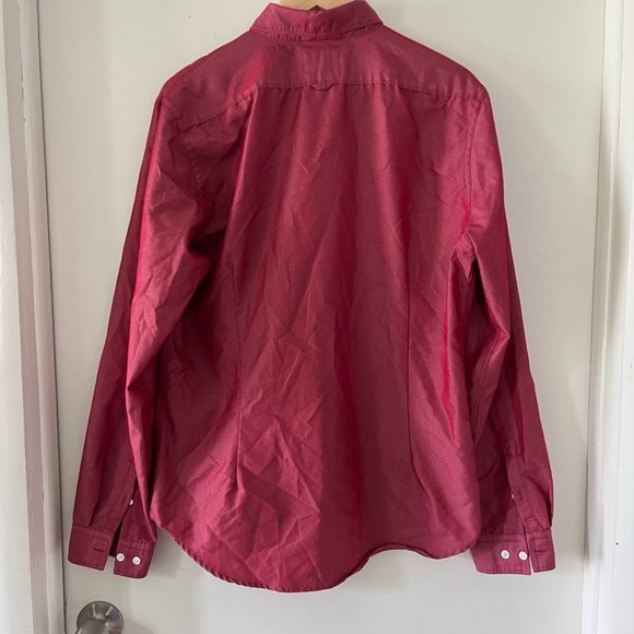 Express Men's Size Large Fitted Button Down Up Dress Shirt Dark Red - Picture 4 of 4